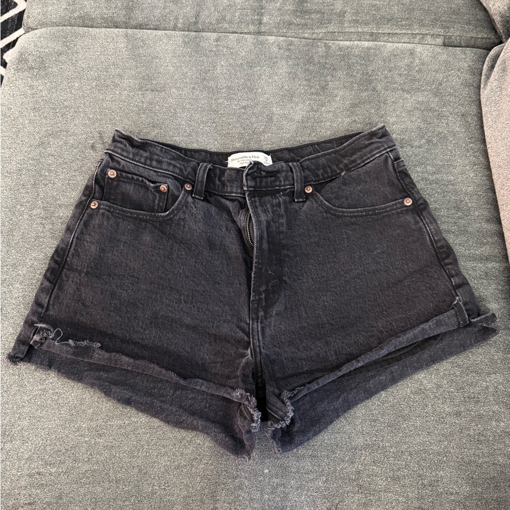 Abercrombie & Fitch Black Jean Shorts Distressed Cut-Off Style